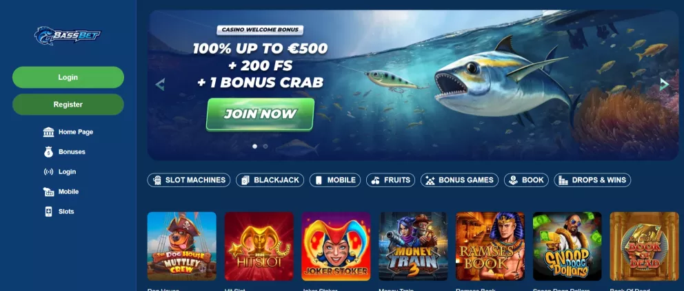 Bassbet Casino Willkommensbonus 500 Euro und 200 Freispiele